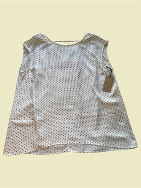 Halogen Black and Ivory Polka Dot Sleeveless Blouse